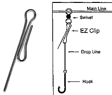 EZ Clip Trotline with Clips/Catfish Fishing Trot  Line/Setline/Hooks/Line/Swivels 